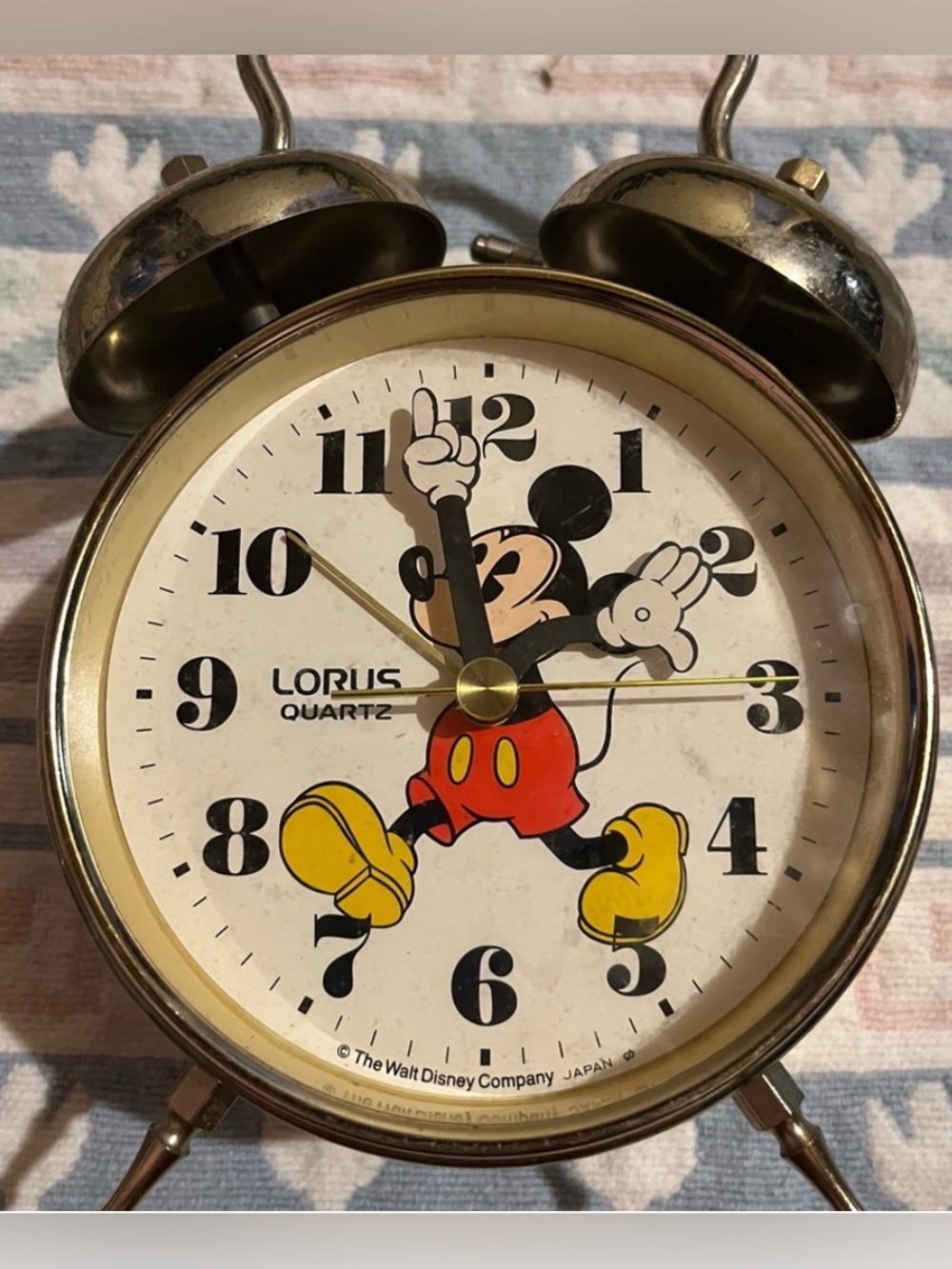 Vintage Lorus Quartz Mickey Mouse Twin Bell Alarm Clock Disney Japan